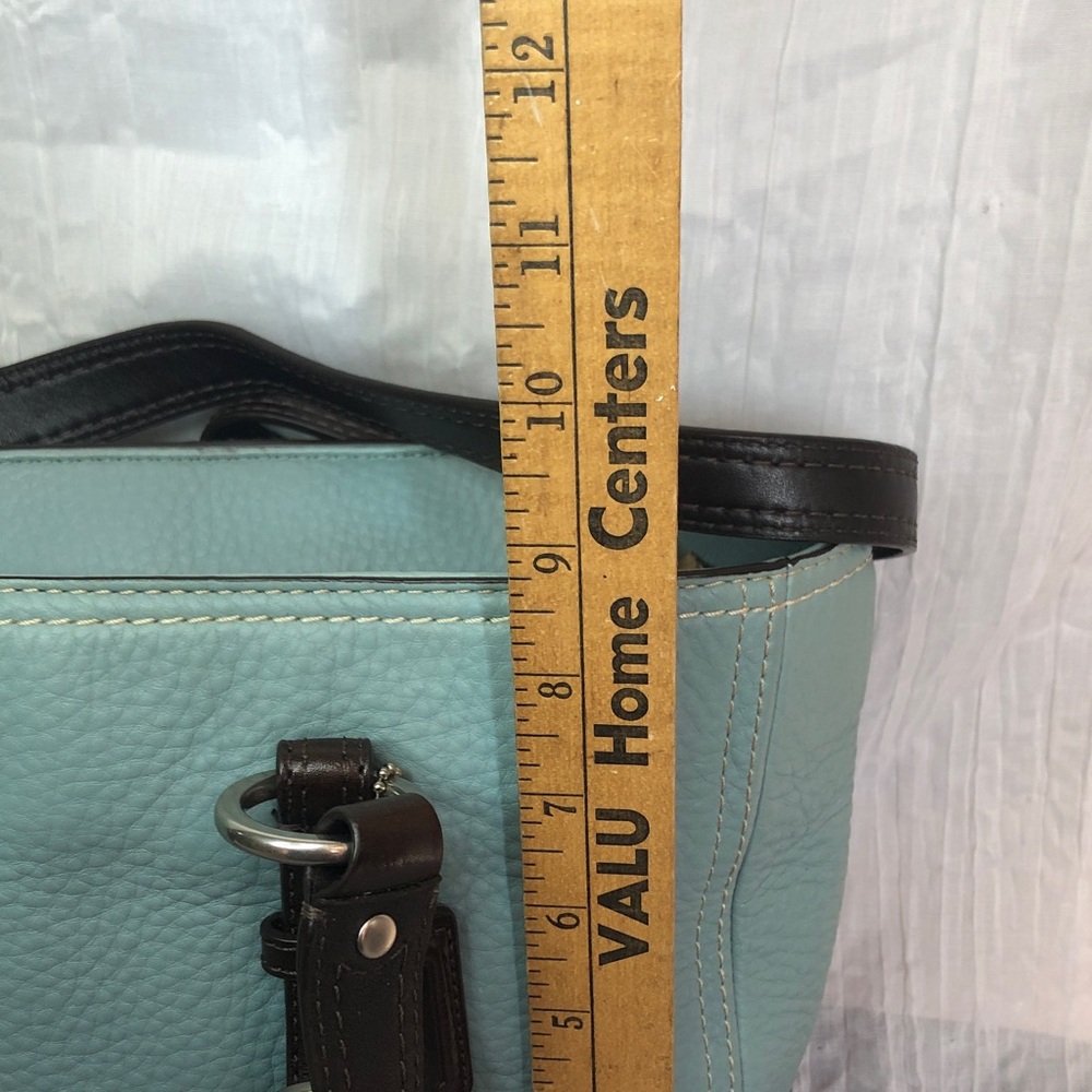 Vintage COACH pebbled leather light blue & brown double handles satchel bag - Picture 13 of 13